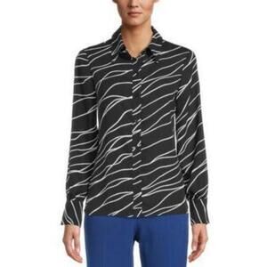 Bar III Printed Blouse Black XXS